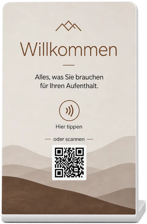 HOLUNO Aufsteller mit NFC-Feld und QR-Code