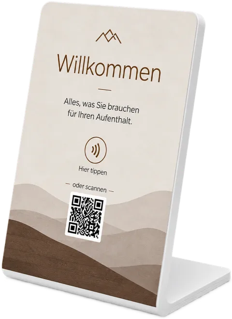 HOLUNO Aufsteller mit NFC-Feld und QR-Code